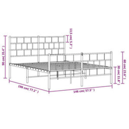 Berkfield Metal Bed Frame With Headboard And Footboard Black 140X190 Cm - thumbnail 9
