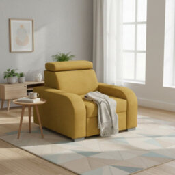 Oslo M 1 Armchair With Adjustable Headrest Mdf And Particle Board Frame Upholstered Back 105X100X85 100Cm Mustard - thumbnail 3