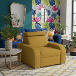 Oslo M 1 Armchair With Adjustable Headrest Mdf And Particle Board Frame Upholstered Back 105X100X85 100Cm Mustard