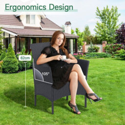 Onemill Rattan Garden Furniture Set 4-Piece With 2 Armchairs,1 Double Seat Sofa And 1 Table (Black) - thumbnail 5