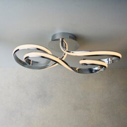 Luminosa Lighting Luminosa Aria Integrated Led Semi Flush Chrome Effect Plate & Matt White Silicone 1 Light Dimmable Ip20 - thumbnail 3
