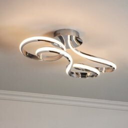 Luminosa Lighting Luminosa Aria Integrated Led Semi Flush Chrome Effect Plate & Matt White Silicone 1 Light Dimmable Ip20 - thumbnail 2