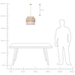 Wyld And Coco Pendant Lamp - Beige Rattan With Polyester Shade, Adjustable Cord, Boho Lighting - thumbnail 7