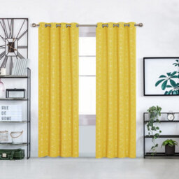 Deconovo Blackout Eyelet Curtains Thermal Gold Diamond Printed Curtains For Living Room, 52 X 90 Inch, Mellow Yellow, One Pair - thumbnail 1