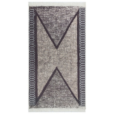 Berkfield Soft Rug Black And Grey 120X180 Cm Cotton - image 1