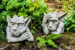 Pair Of Large Hand On Head Sleepy Gargoyle Garden Statues - thumbnail 8