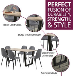 Hallowood Furniture Dudley 1.8M Dining Table Set With 6 Dark Grey Fabric Chairs - thumbnail 2