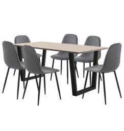 Hallowood Furniture Dudley 1.8M Dining Table Set With 6 Dark Grey Fabric Chairs - thumbnail 8