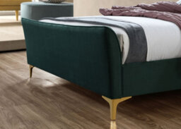 Save On Goods UK 5Ft King Size Green, Soft Velvet Fabric Upholstered Bed Frame.pleated High Foot End Bedstead - thumbnail 4