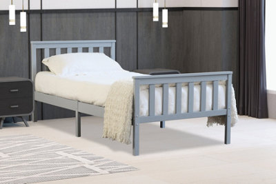 Save On Goods UK 3Ft Single Grey Finish Wood Wooden Bed Frame, Pine Wood Grey Wood Finish Bedstead - image 1