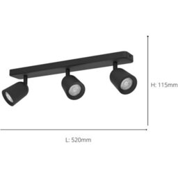 Loops Sleek Black Triple Led Ceiling Spotlight For Indoor Use - Modern Home Lighting Solution - thumbnail 4