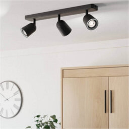 Loops Sleek Black Triple Led Ceiling Spotlight For Indoor Use - Modern Home Lighting Solution - thumbnail 1