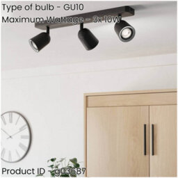 Loops Sleek Black Triple Led Ceiling Spotlight For Indoor Use - Modern Home Lighting Solution - thumbnail 2