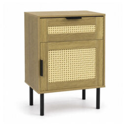 Costway Rattan Nightstand Boho Bedside Table End Table With Drawer - thumbnail 7