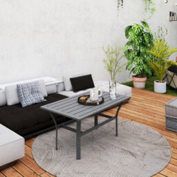 Outsunny Metal Garden Coffee Table With Slatted Tabletop, Dark Grey - thumbnail 8