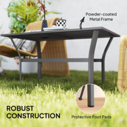 Outsunny Metal Garden Coffee Table With Slatted Tabletop, Dark Grey - thumbnail 5