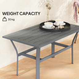 Outsunny Metal Garden Coffee Table With Slatted Tabletop, Dark Grey - thumbnail 6