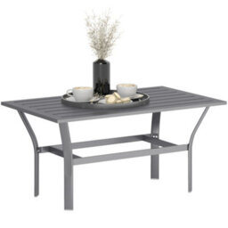 Outsunny Metal Garden Coffee Table With Slatted Tabletop, Dark Grey - thumbnail 2