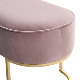 Wyld And Coco Luxora Velvet Pink Bed Bench With Gold Metal Legs - Medium Oval Seating For Bedroom, Hallway, Living Room - thumbnail 5