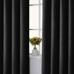 Bedlooms Blackout Curtain Thermal Insulated Eyelet Ready Made Ring Top Black Curtain (Pair) 66 X 90 Inches With Tie Backs - thumbnail 9