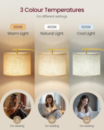 LEDREM Arc Standing Lamp, Adjustable Height 150-175 Cm, Floor Lamp With Fabric Shade, For Living Room, Foot Switch, Black - thumbnail 2