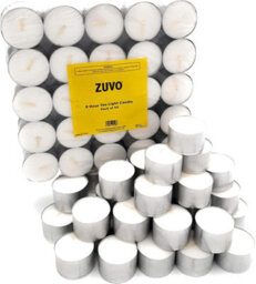 Zuvo Tea Light Candles 100 Pack 8 Hour Burn Unscented White 3.8Cm X 2.3Cm 23G Each - thumbnail 6