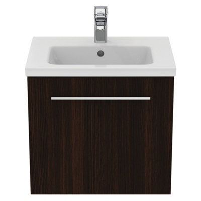 Ideal Standard I.life S Matt Coffee Brown Oak Effect Wall-Mounted Vanity Unit & Basin Set With 1 Chrome Effect Handle (W)500mm (H)440mm - image 1