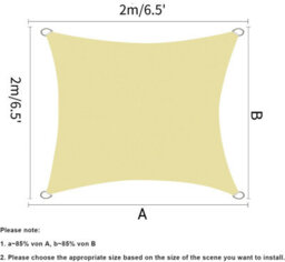Beige 2X2M Shade Sail Waterproof Uv Resistant - thumbnail 2