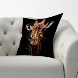 Warren Reed Designer Giraffe Face Splashart Cushions 60Cm X 60Cm - thumbnail 2
