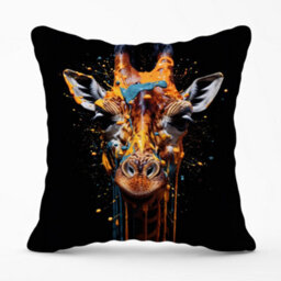 Warren Reed Designer Giraffe Face Splashart Cushions 60Cm X 60Cm - thumbnail 1