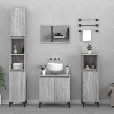 Berkfield 3 Piece Bathroom Furniture Set Grey Sonoma Engineered Wood - image 1