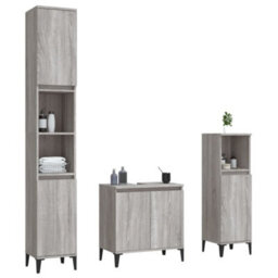 Berkfield 3 Piece Bathroom Furniture Set Grey Sonoma Engineered Wood - thumbnail 3