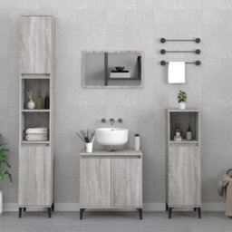 Berkfield 3 Piece Bathroom Furniture Set Grey Sonoma Engineered Wood - thumbnail 1