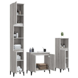Berkfield 3 Piece Bathroom Furniture Set Grey Sonoma Engineered Wood - thumbnail 4