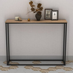 Urbn-Living Urbnliving Wooden Free Standing Hallway Console Table Living Room Shelf Display Metal Legs - thumbnail 1