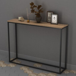 Urbn-Living Urbnliving Wooden Free Standing Hallway Console Table Living Room Shelf Display Metal Legs - thumbnail 2