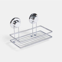 Ohs Suction Shower Caddy Organiser Bathroom Wall Shelf - Silver - thumbnail 3