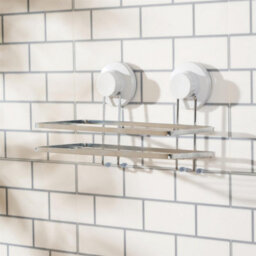 Ohs Suction Shower Caddy Organiser Bathroom Wall Shelf - Silver - thumbnail 2