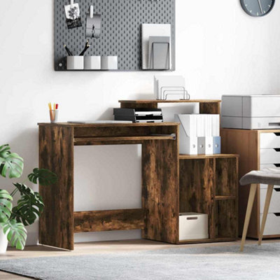 Berkfield Desk With Storage Smoked Oak 120.5X44X88.5 Cm Engineered Wood - image 1