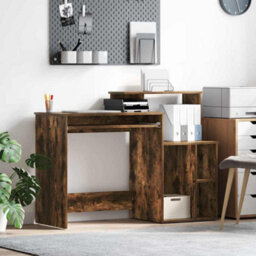 Berkfield Desk With Storage Smoked Oak 120.5X44X88.5 Cm Engineered Wood - thumbnail 1