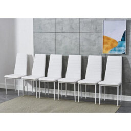 Kosy Koala Black Glass Dining Table Set With Set Of 6 White Faux Leather Chairs Dining Room Furniture - thumbnail 3