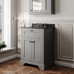 Hudson Reed Floor Standing Two Door Traditional Vanity Unit With 3 Tap Hole Black Marble Top & Basin In Storm Grey, 820 X 470mm - thumbnail 4