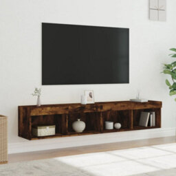 Berkfield Tv Cabinets With Led Lights 2 Pcs Smoked Oak 80X30X30 Cm - thumbnail 5