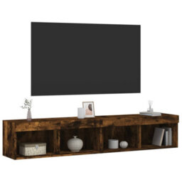 Berkfield Tv Cabinets With Led Lights 2 Pcs Smoked Oak 80X30X30 Cm - thumbnail 6