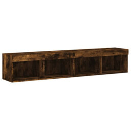 Berkfield Tv Cabinets With Led Lights 2 Pcs Smoked Oak 80X30X30 Cm - thumbnail 7