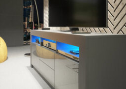 Tv Unit 160Cm Sideboard Cabinet Cupboard Tv Stand Living Room High Gloss Doors - Dark Grey - thumbnail 2