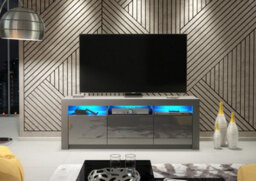 Tv Unit 160Cm Sideboard Cabinet Cupboard Tv Stand Living Room High Gloss Doors - Dark Grey - thumbnail 3