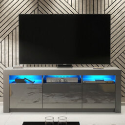 Tv Unit 160Cm Sideboard Cabinet Cupboard Tv Stand Living Room High Gloss Doors - Dark Grey - thumbnail 6