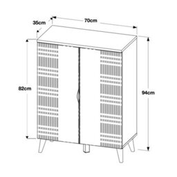 Furneo White 2-Door High Gloss & Matt Sideboard Cabinet Cupboard Unit Azzurro 14 Brushed Gold Handles - thumbnail 3