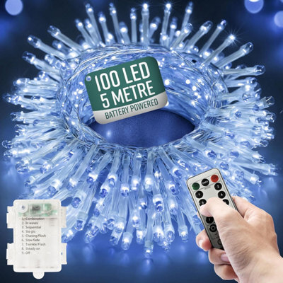 Globrite Garden Fairy Lights - 100 Led, Cool White - Battery Operated String Lights With Remote Control & 8 Lighting Modes - image 1